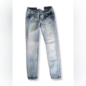 Zanadi Jeans Blue Acid Wash Straight Leg Cotton Blend 5 Pocket Size 9